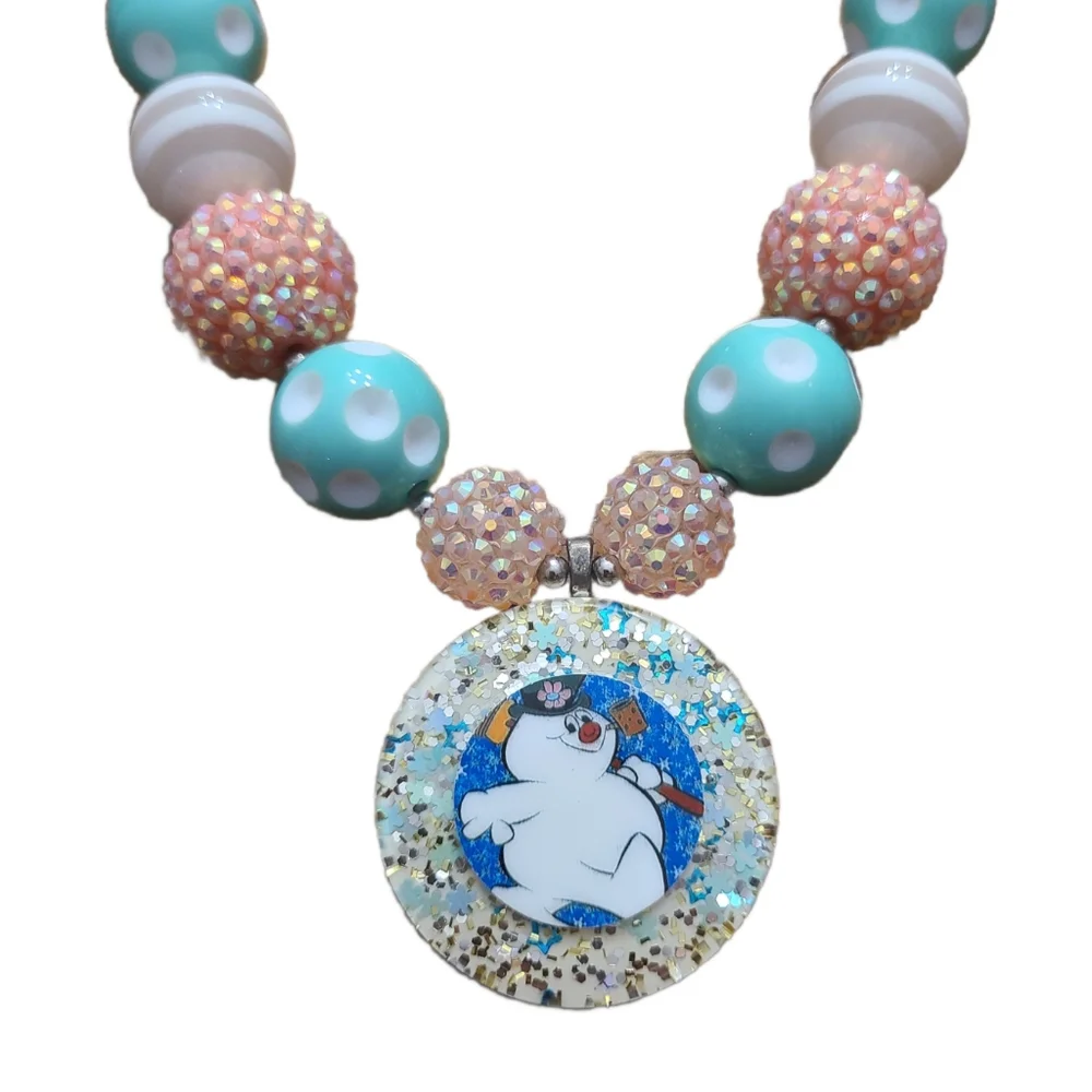 ⛄️ Winter Frosty the Snowman Bubblegum Necklace - Picture 2 of 2